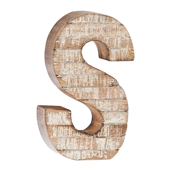 Whitewashed Wood S Block Letter Kirklands Home