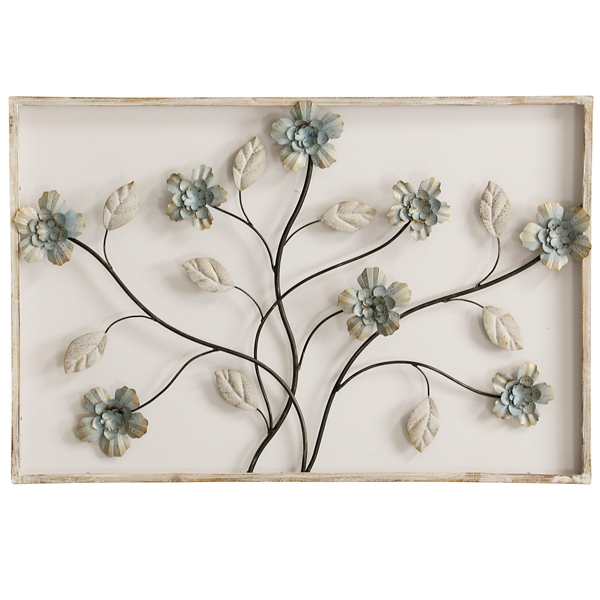 Floral 3D Wood and Metal Framed Wall Plaque Kirklands Home