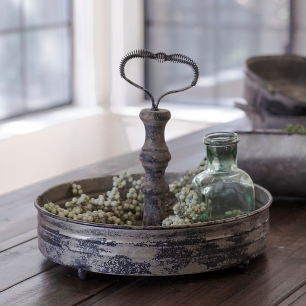 Galvanized Metal Round Vintage Tray Kirklands Home