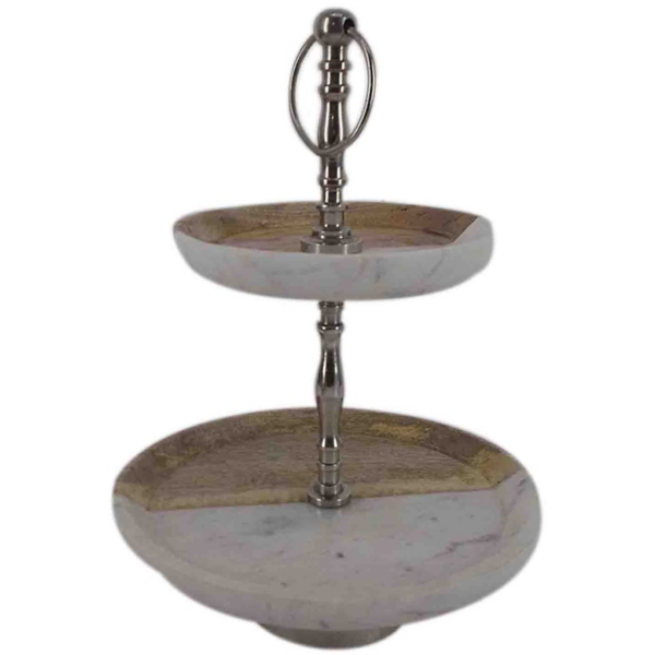 Marble and Wood Tiered Tray Kirklands Home