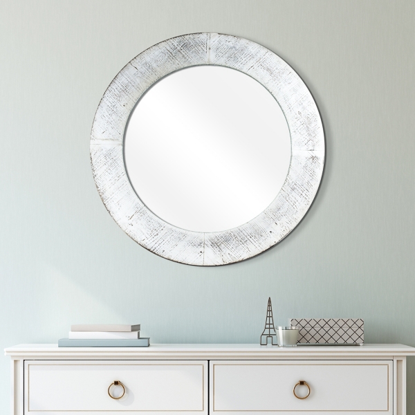 Distressed White Round Mirror Mirror Ideas