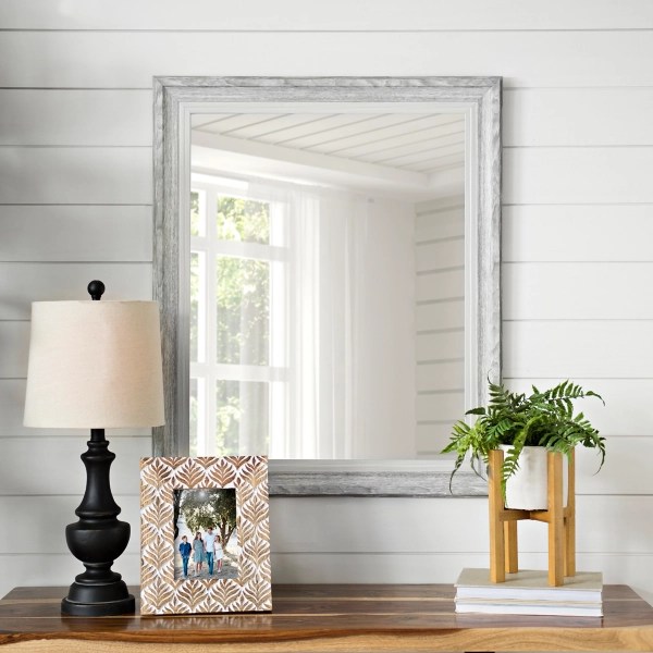 Gray White Woodgrain Wall Mirror, 27.5x33.5 in. Kirklands Home