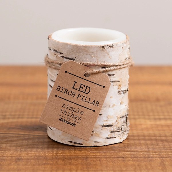 Birch Bark LED Pillar Candle, 4 in. Kirklands Home