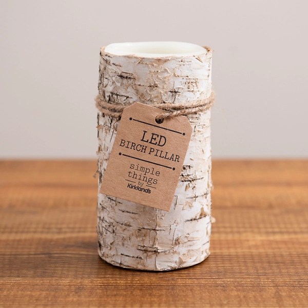 Birch Bark LED Pillar Candle, 6 in. Kirklands Home
