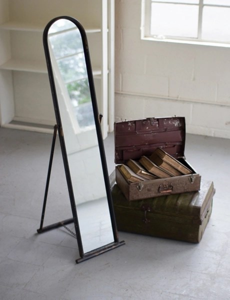 Metal Framed Floor Mirror with Stand Kirklands Home