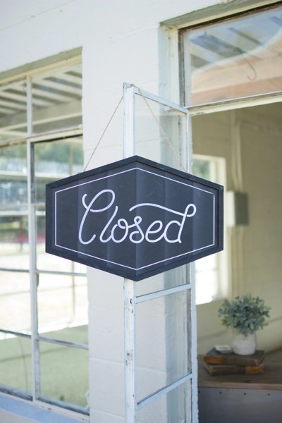 Black and White Open Closed Wooden Sign Kirklands Home