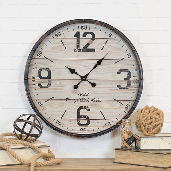 Vintage Wood and Metal Industrial Wall Clock Kirklands Home