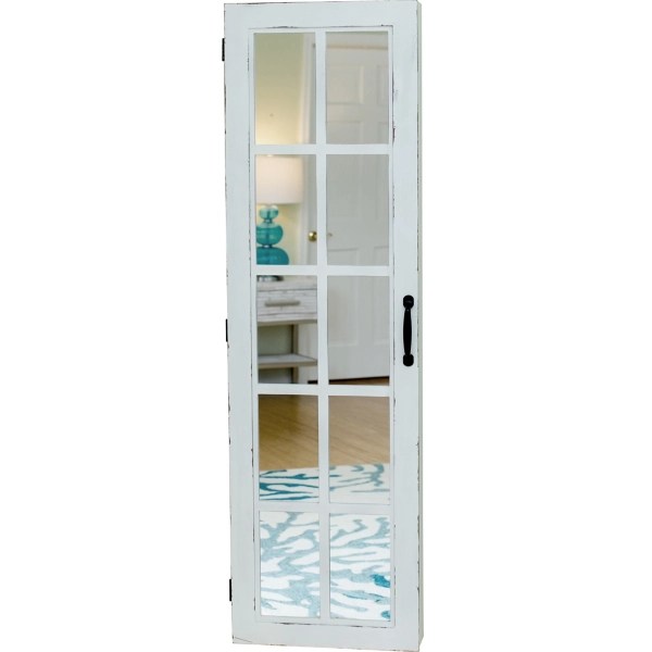 White Window Pane Armoire Jewelry Mirror Kirklands Home