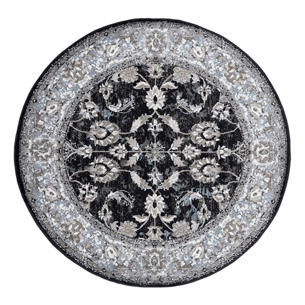 Black Alex Round Area Rug, 6 ft. Kirklands Home