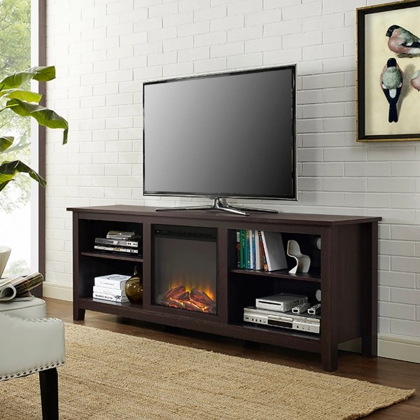 Espresso TV Media Console with Electric Fireplace Kirklands Home