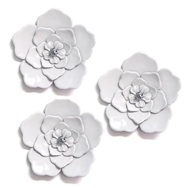White Metal Flower Wall Plaques, Set of 3 Kirklands Home