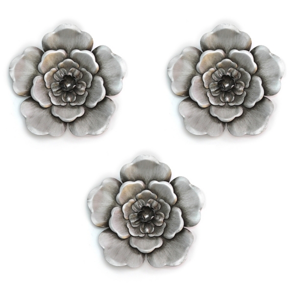 Silver Metal Flower Wall Plaques, Set of 3 Kirklands Home