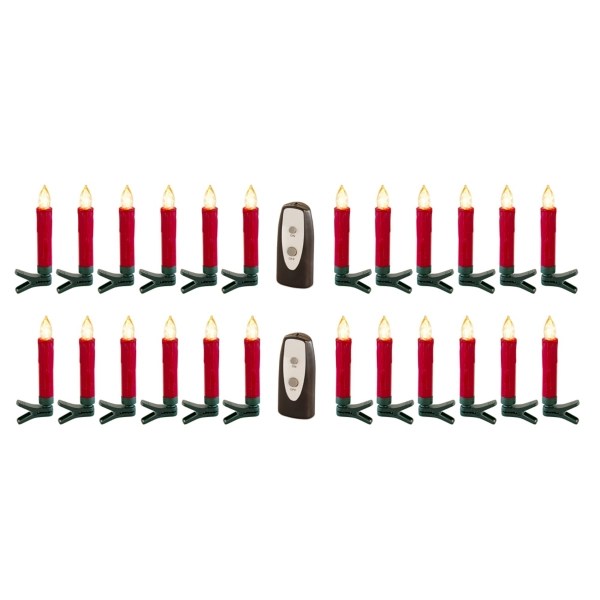 LED ClipOn Red Taper Candles, Set of 24 Kirklands Home