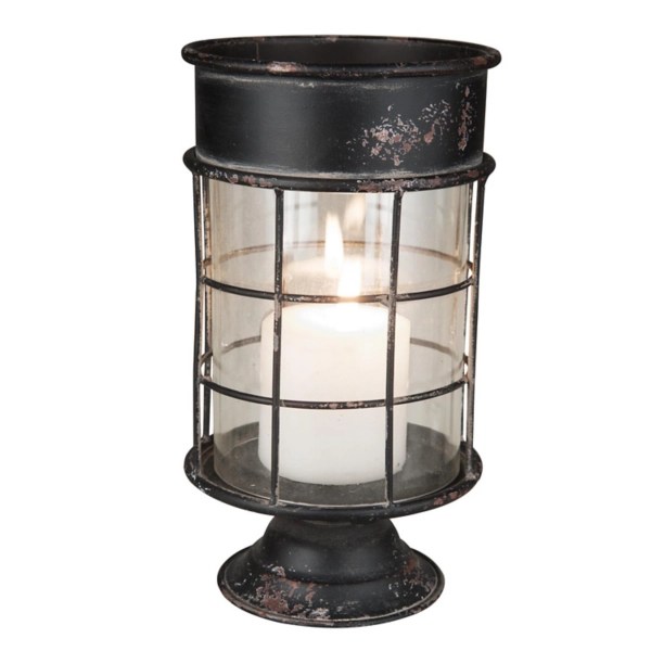 Large Antique Metal and Glass Pillar Candle Holder Kirklands Home