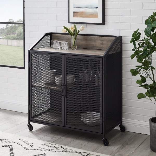 Urban Mesh Door Rolling Gray Bar Kirklands Home