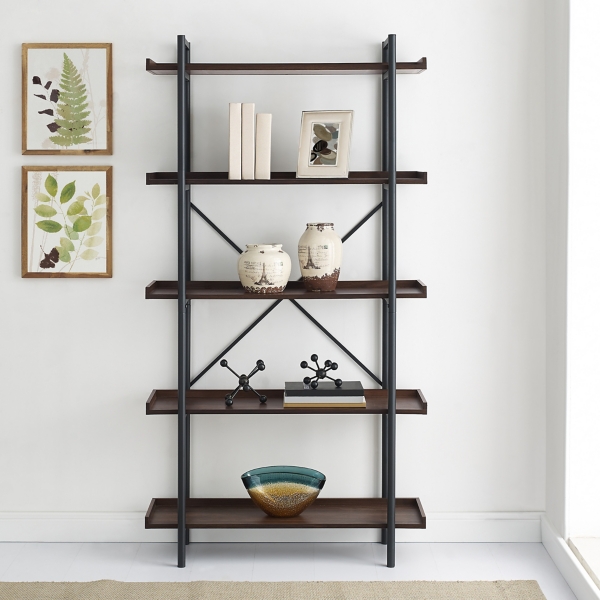 Metal Pipe Dark Walnut Wood 5Tier Bookshelf Kirklands Home