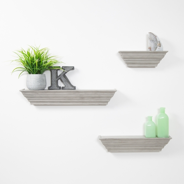 Traditional Gray Floating Shelf, Set of 3 Kirklands Home