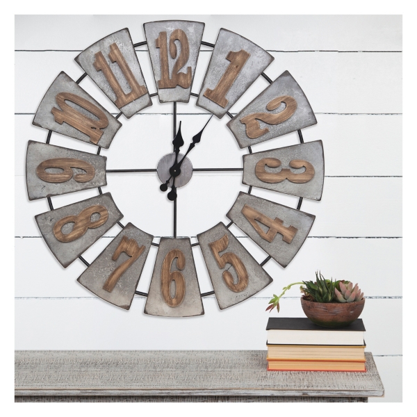 Metal and Wood Windmill Wall Clock Kirklands Home