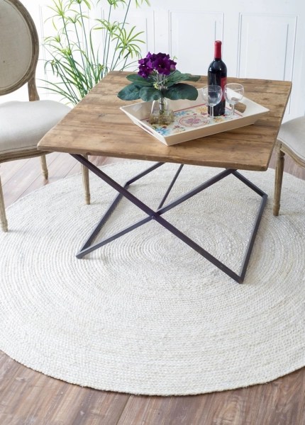White Reno Woven Round Area Rug, 6 ft. Kirklands Home