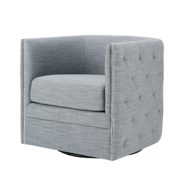 Wilson Tufted Slate Swivel Accent Chair Kirklands Home
