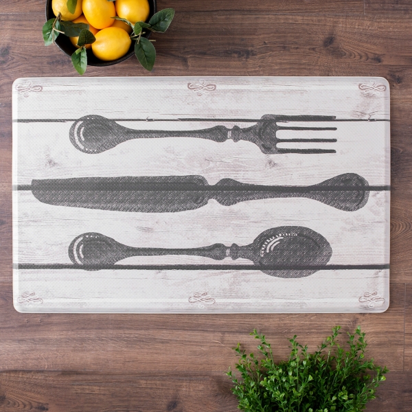 Shiplap Knife, Fork, and Spoon Kitchen Mat Kirklands Home