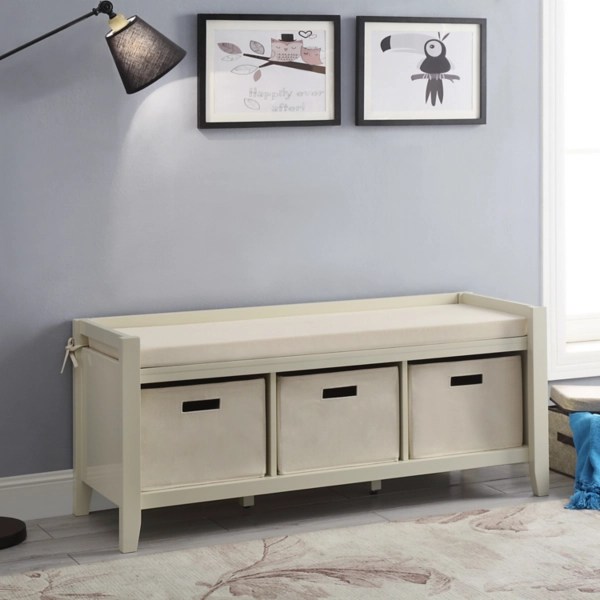 Lucy Cream Entryway Storage Bench with Baskets Kirklands Home