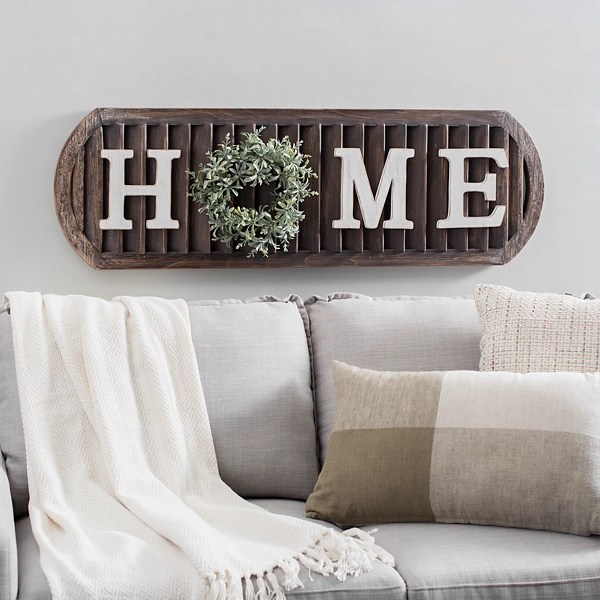 Home Letters Wall Decor With Wreath Home Decorating Ideas