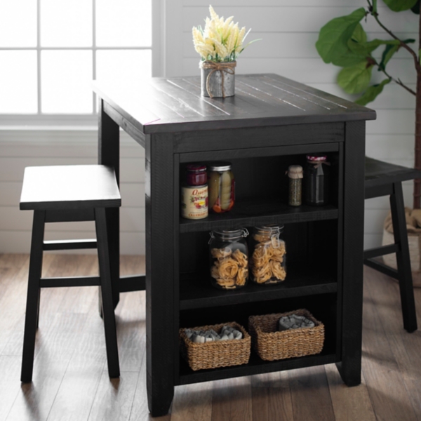 Black 3pc. Franklin Kitchen Island and Stools Set Kirklands Home