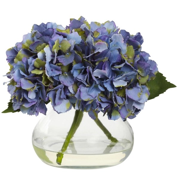 Blue Hydrangea Arrangement in Clear Vase Kirklands Home
