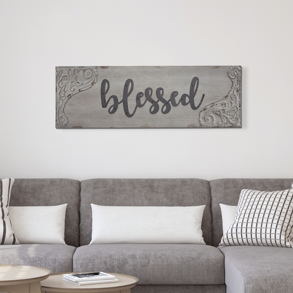Vintage Painted Wood Blessed Sign Kirklands Home