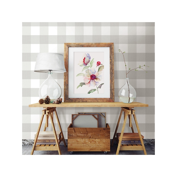 Light Gray Selah Gingham Long Roll Wallpaper Kirklands Home