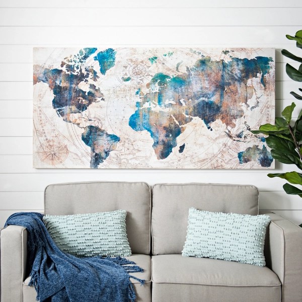 World Map Wall Art Canvas Wall Design Ideas