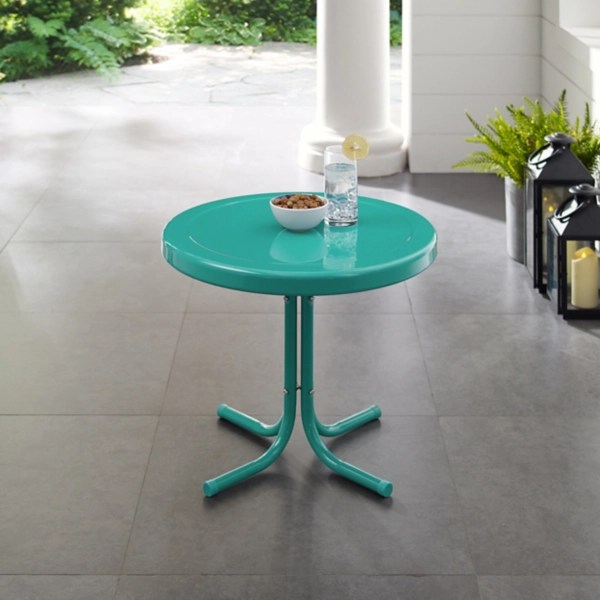 Turquoise Metal Outdoor Side Table Kirklands Home