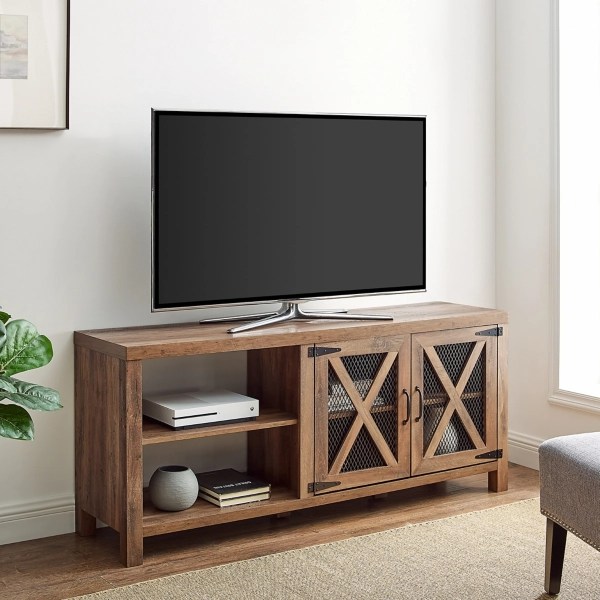 Rustic Oak XFrame Mesh Doors TV Stand Kirklands Home