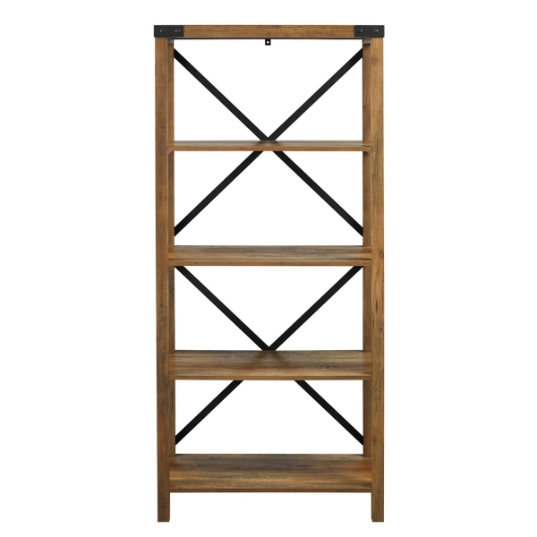 Rustic Oak Metal X Frame Back Bookshelf Kirklands Home