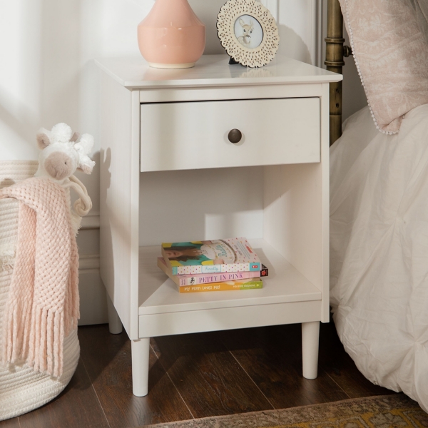 White OneDrawer Wood Nightstand Kirklands Home