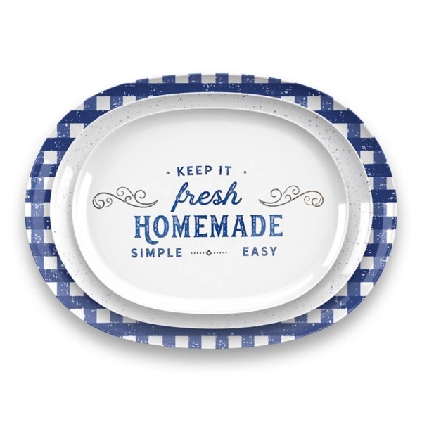 Navy Gingham Homemade Serving Trays, Set of 3 Kirklands Home