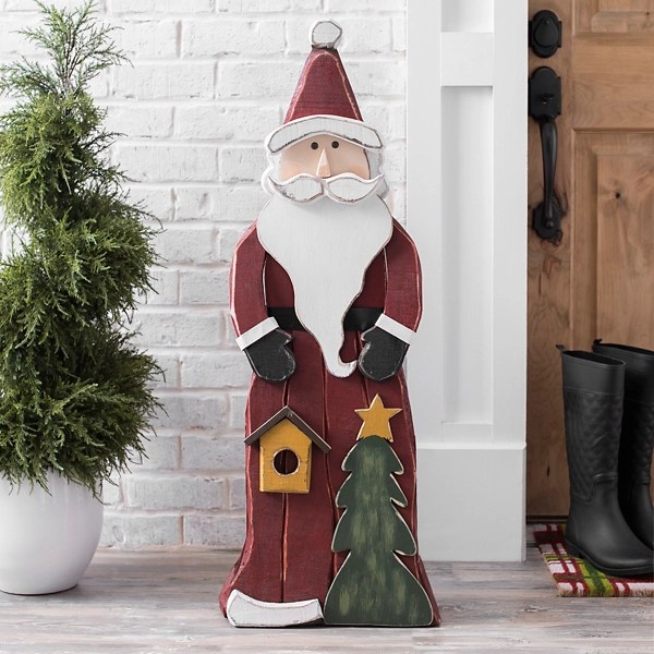 Santa and Tree Wooden Statue Kirklands Home