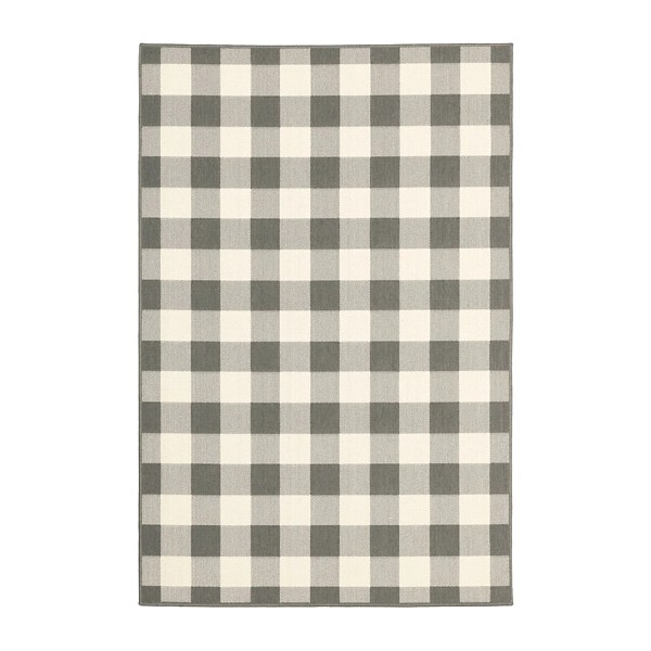 Gray Buffalo Check Outdoor Area Rug, 3x5 Kirklands Home