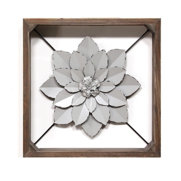 Silver Flower Metal Framed Plaque Kirklands Home