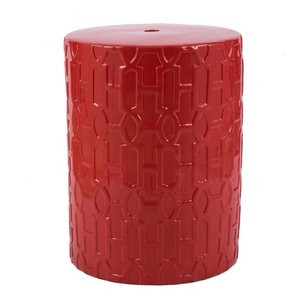 Red Geometric Patterned Garden Stool Kirklands Home