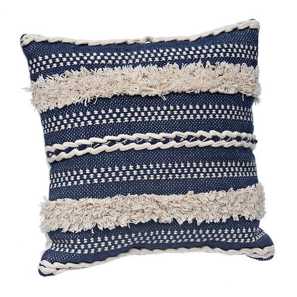 Indigo Textured Fringe Pillow Kirklands Home