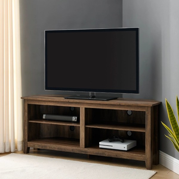 Rustic Oak Corner TV Stand Kirklands Home