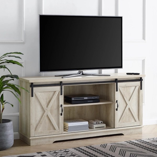 White Oak Sliding Barn Door TV Stand Kirklands Home