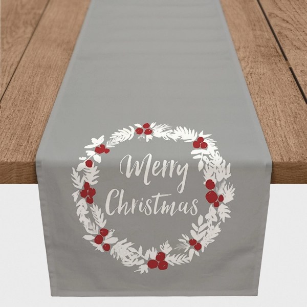 Gray Merry Christmas Wreath Table Runner Kirklands Home