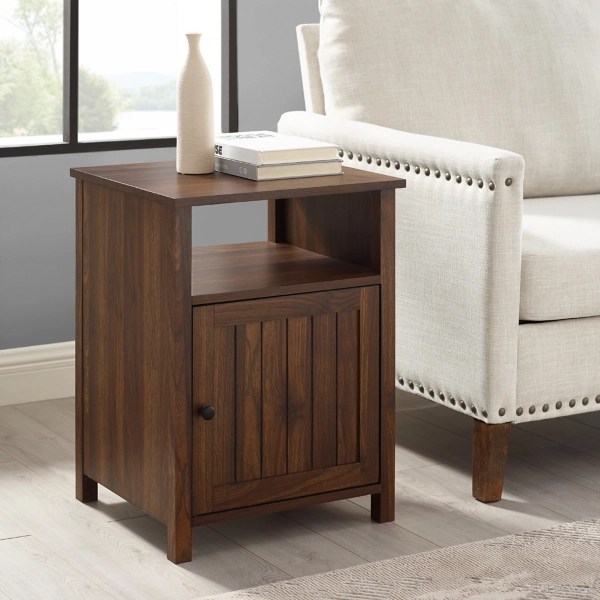 Dark Walnut Grooved Door Side Table Kirklands Home