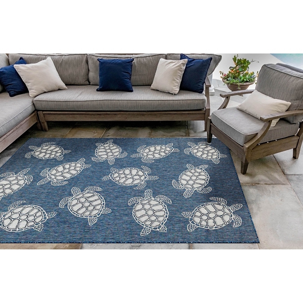 Navy Harrison Turtle Indoor/Outdoor Area Rug, 7x9 Kirklands Home