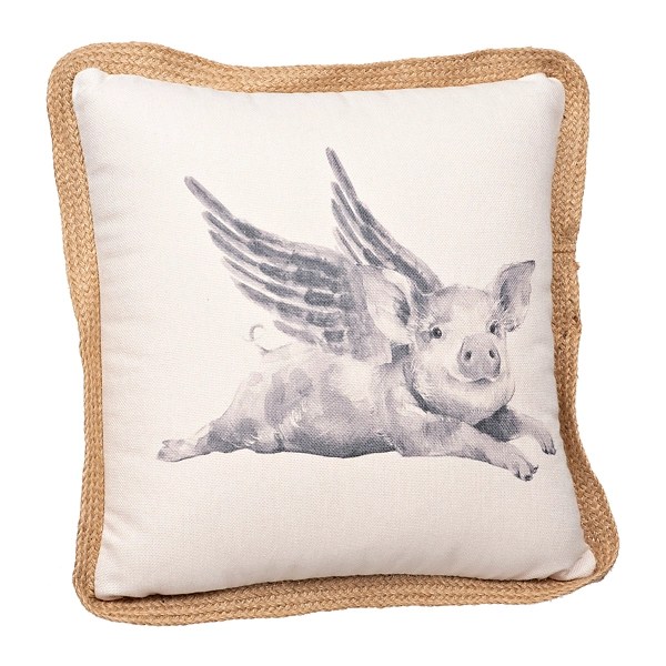 Flying Pig Jute Trim Pillow Kirklands Home