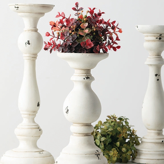 Distressed White Candle Holders, Set of 3 Kirklands Home