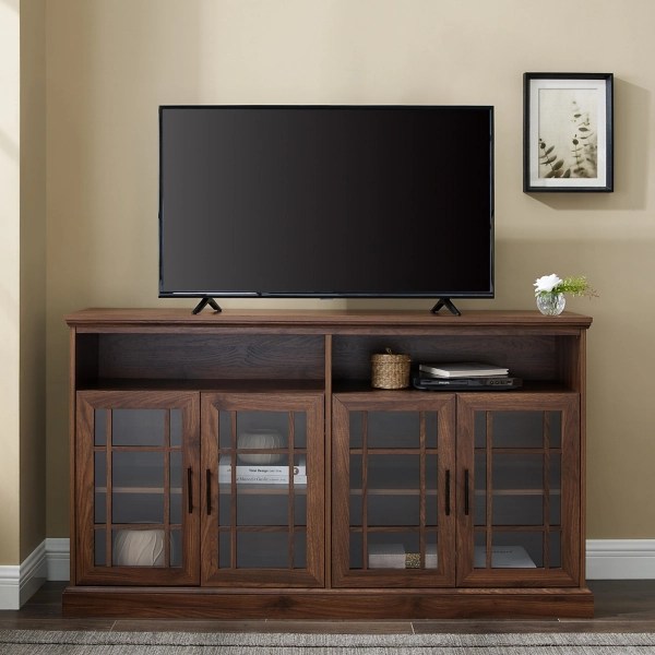 Dark Walnut Glass Door Classic TV Stand Kirklands Home